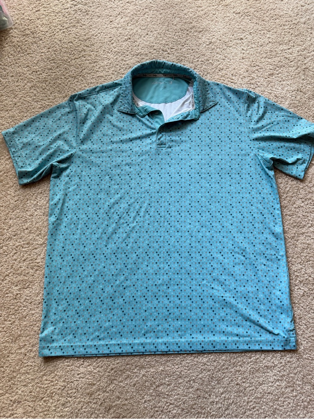 Walter Hagen Men’s Performance 11 Teal Polo Shirt with Golf Tee Design Pattern
